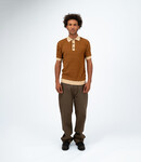 King & Tuckfield Textured pattern polo - Espresso/sesame
