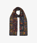 Drake's Mughal garden wool-silk scarf - Navy