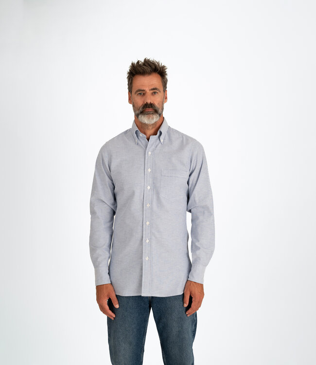 Drake's Button down oxford shirt - Mid Blue