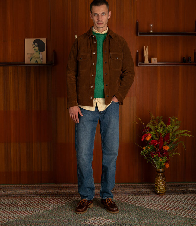 Drake's Suede two-pocket overshirt - Dark brown