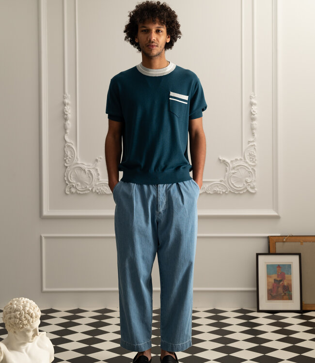 King & Tuckfield Retro T-Shirt - Dark teal/metal vanilla ice