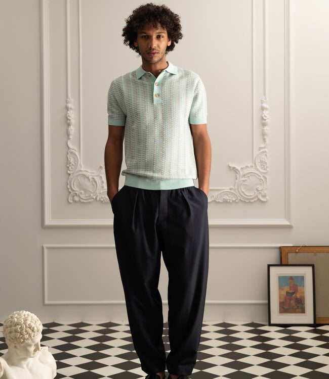 King & Tuckfield Two toned polo - Sea Metal