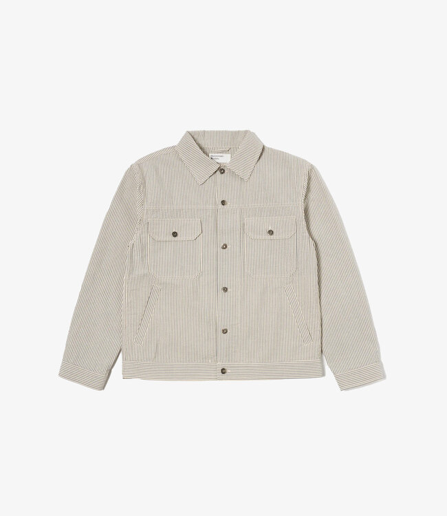 Universal Works Trucker jacket - Derby stripe grey