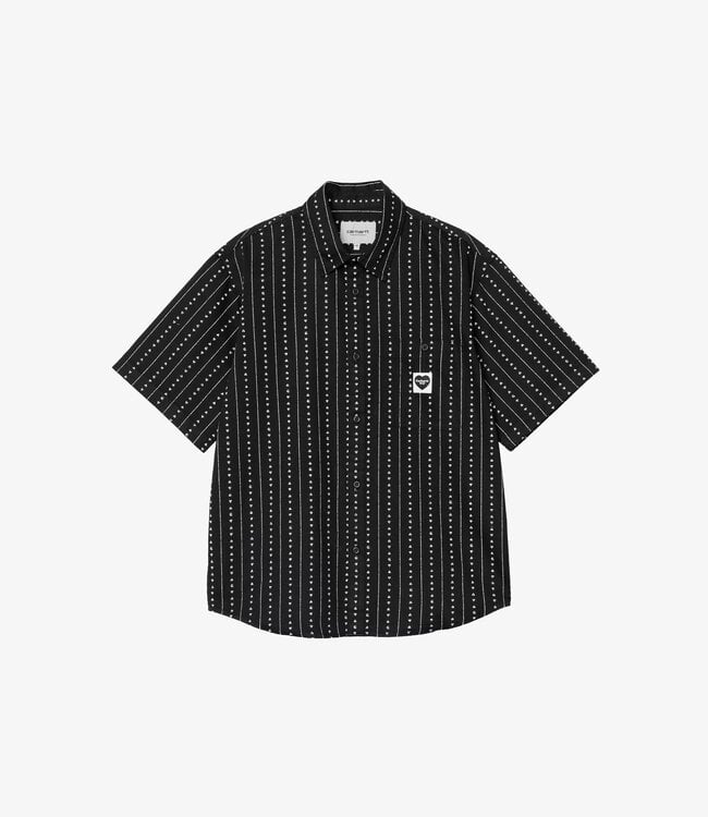 Carhartt WIP S/S Drewe Shirt - Heart C Pinstripe, Black / Nat