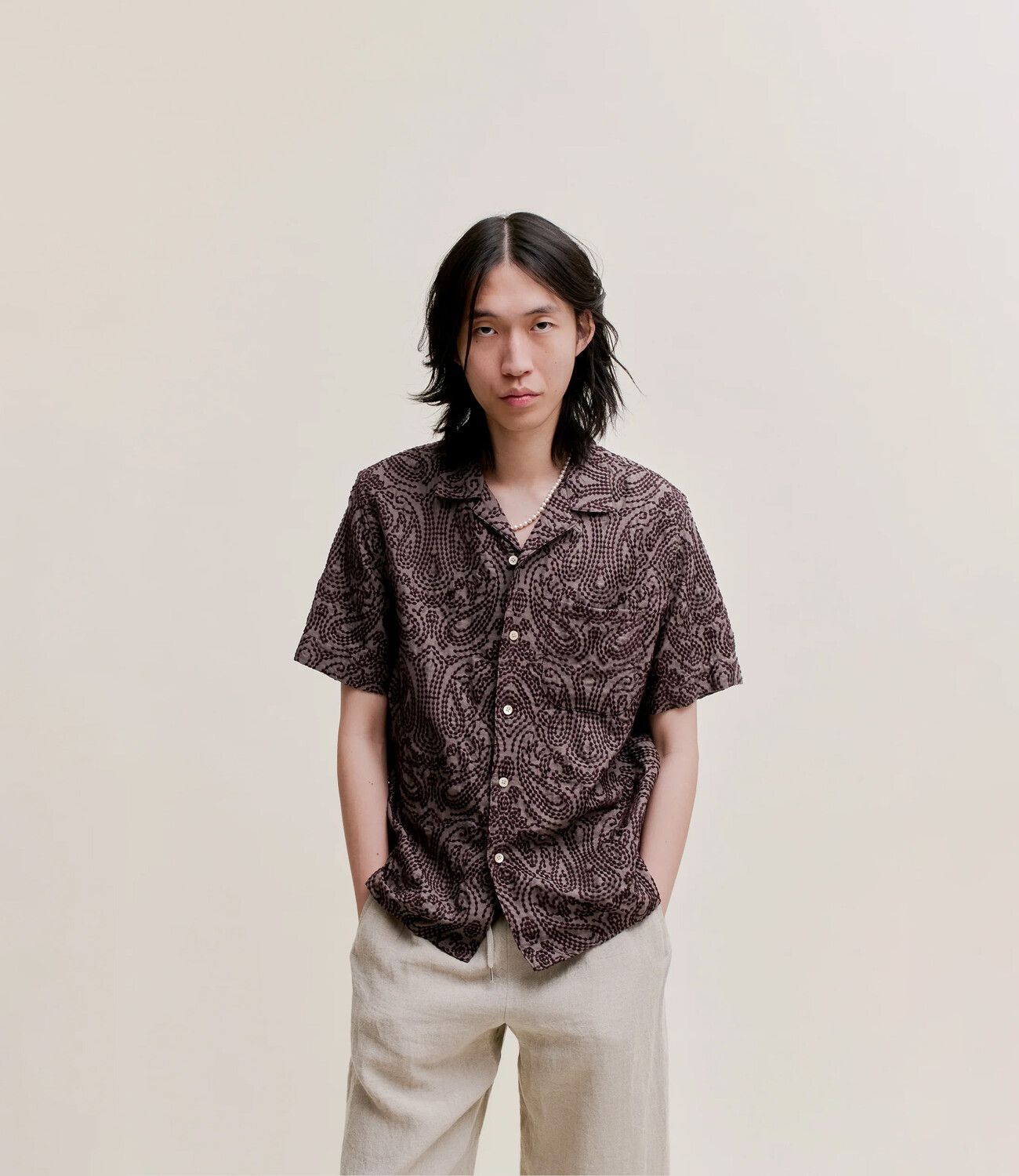 Gioia Shirt - pecan paisley embroidery