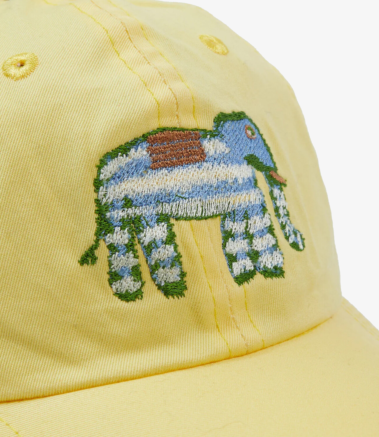 Elephant Embroidered Baseball Cap - Lemon