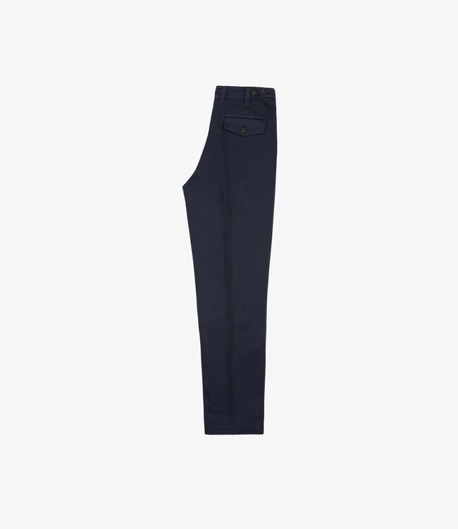 Drake's Cotton Linen One Pleat Chino - Navy