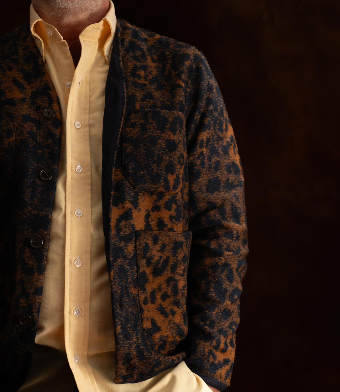 Cardigan - Dark Navy/Brown night leopard