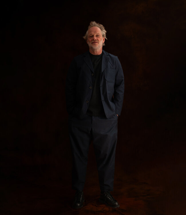 Universal Works Pleated track pant - Lucca suiting navy