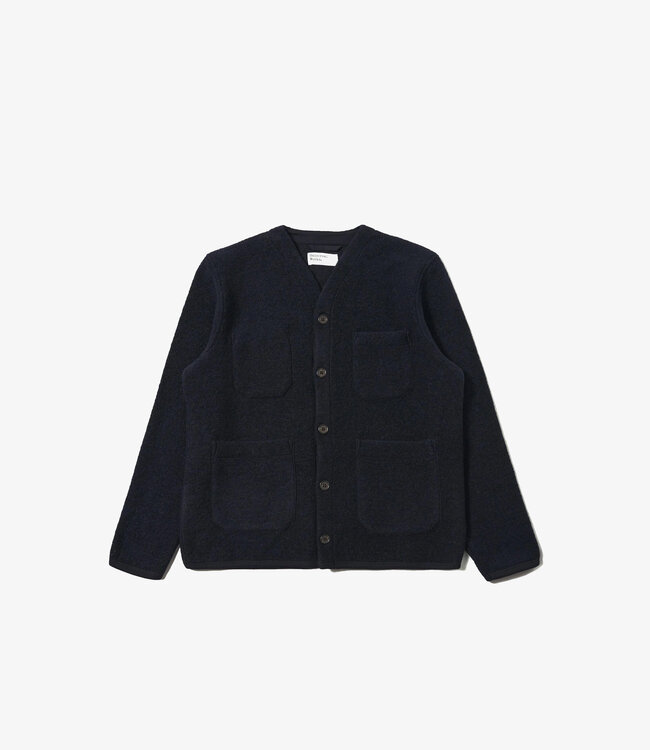 Universal Works Wool Fleece Cardigan - Navy