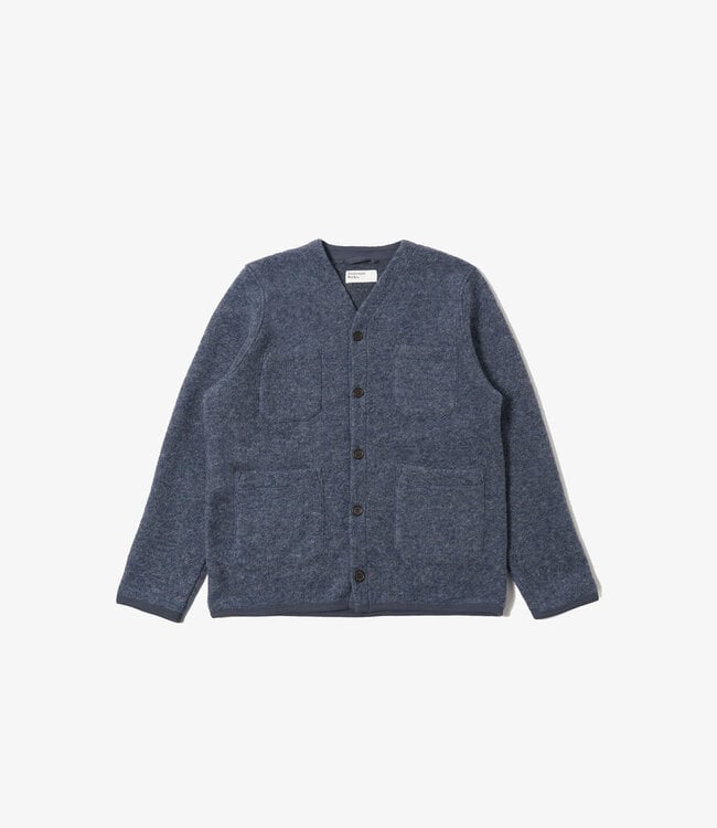 Universal Works Wool Fleece Cardigan - Slate Blue
