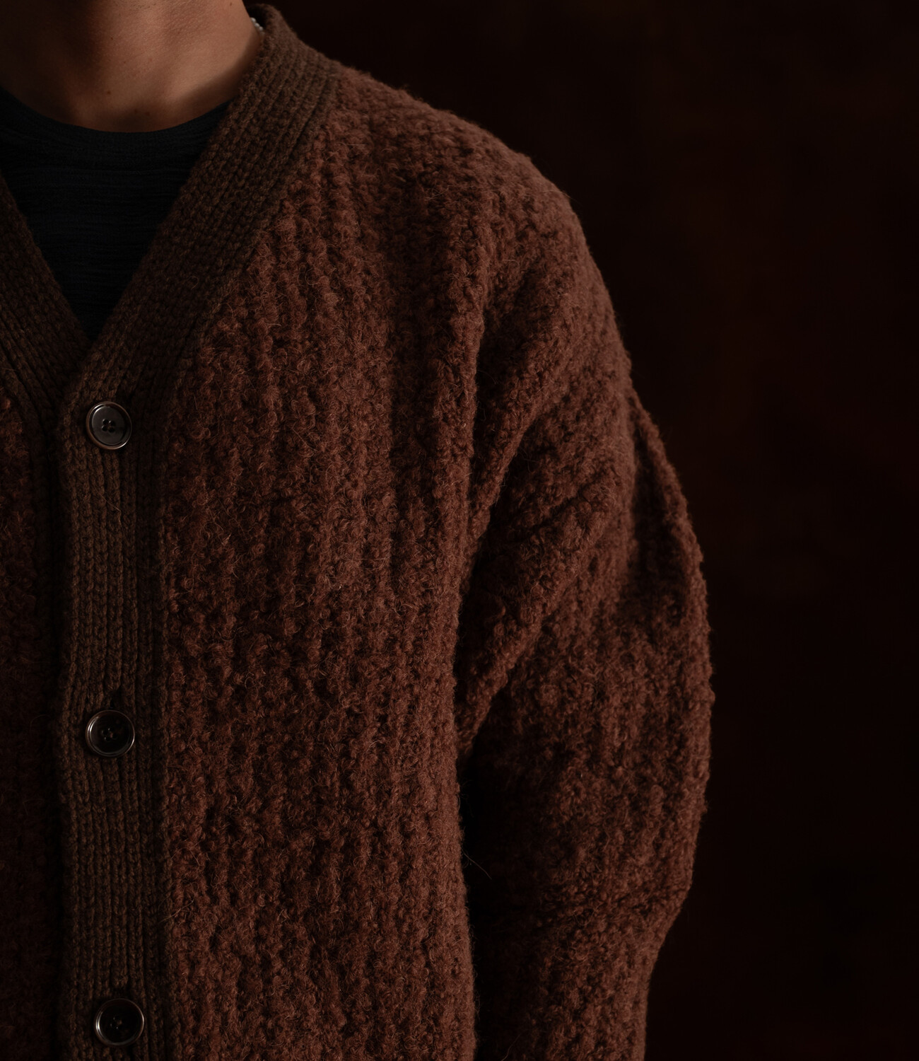 Khuder Knit Cardigan - burgundy moose boucle