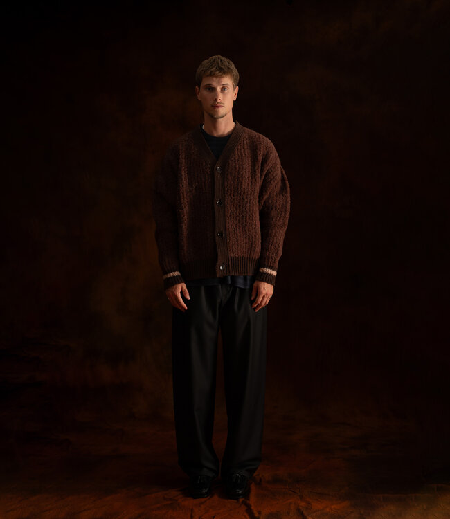 A Kind of Guise Khuder Knit Cardigan - burgundy moose boucle