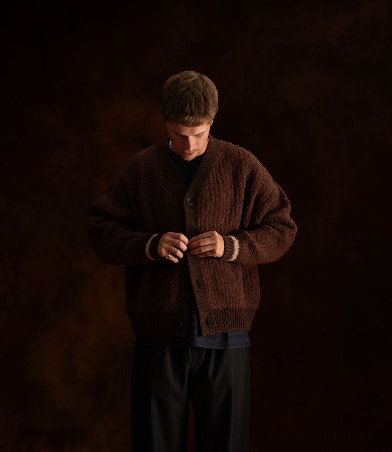 Khuder Knit Cardigan - burgundy moose boucle
