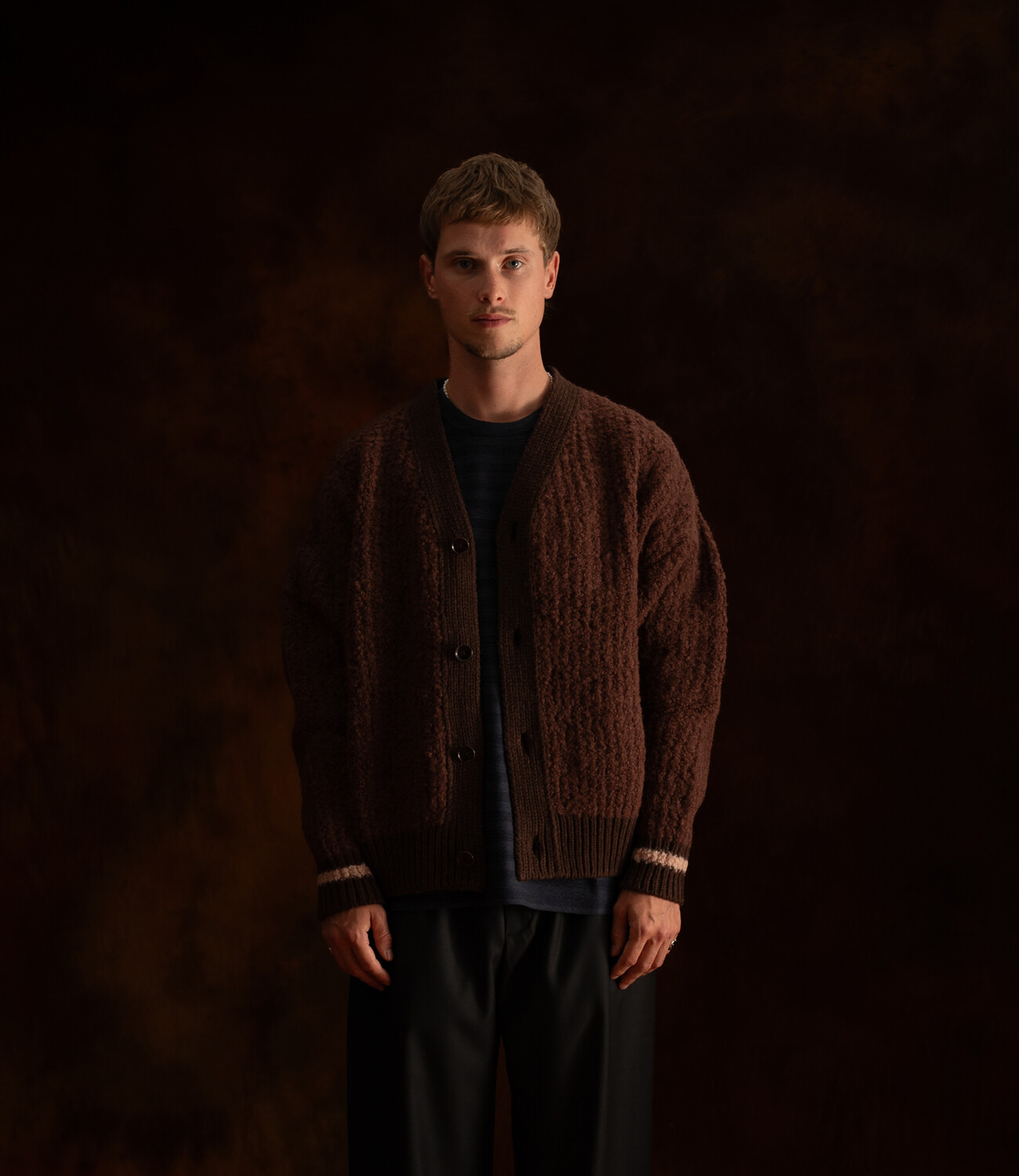 Khuder Knit Cardigan - burgundy moose boucle