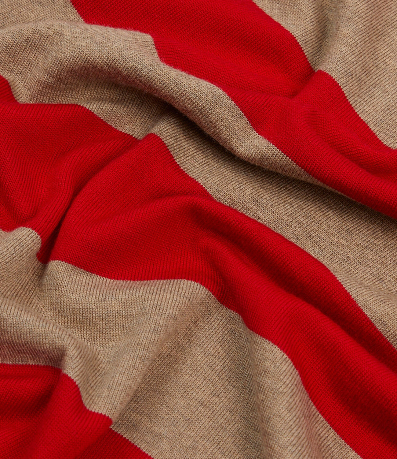 Block Stripe Knitted Rugby - Red & Camel