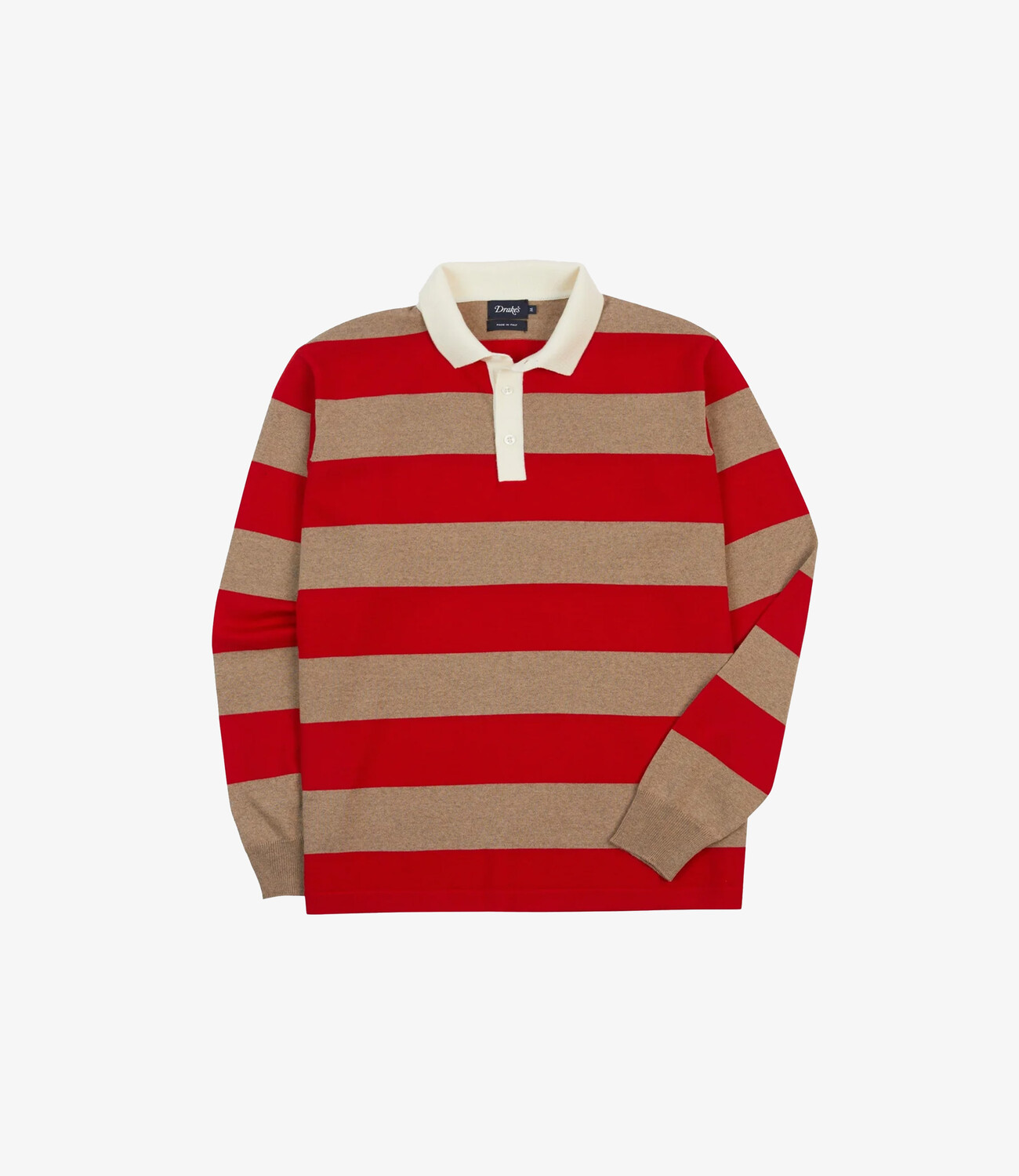 Block Stripe Knitted Rugby - Red & Camel