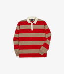 Drake's Block Stripe Knitted Rugby - Red & Camel