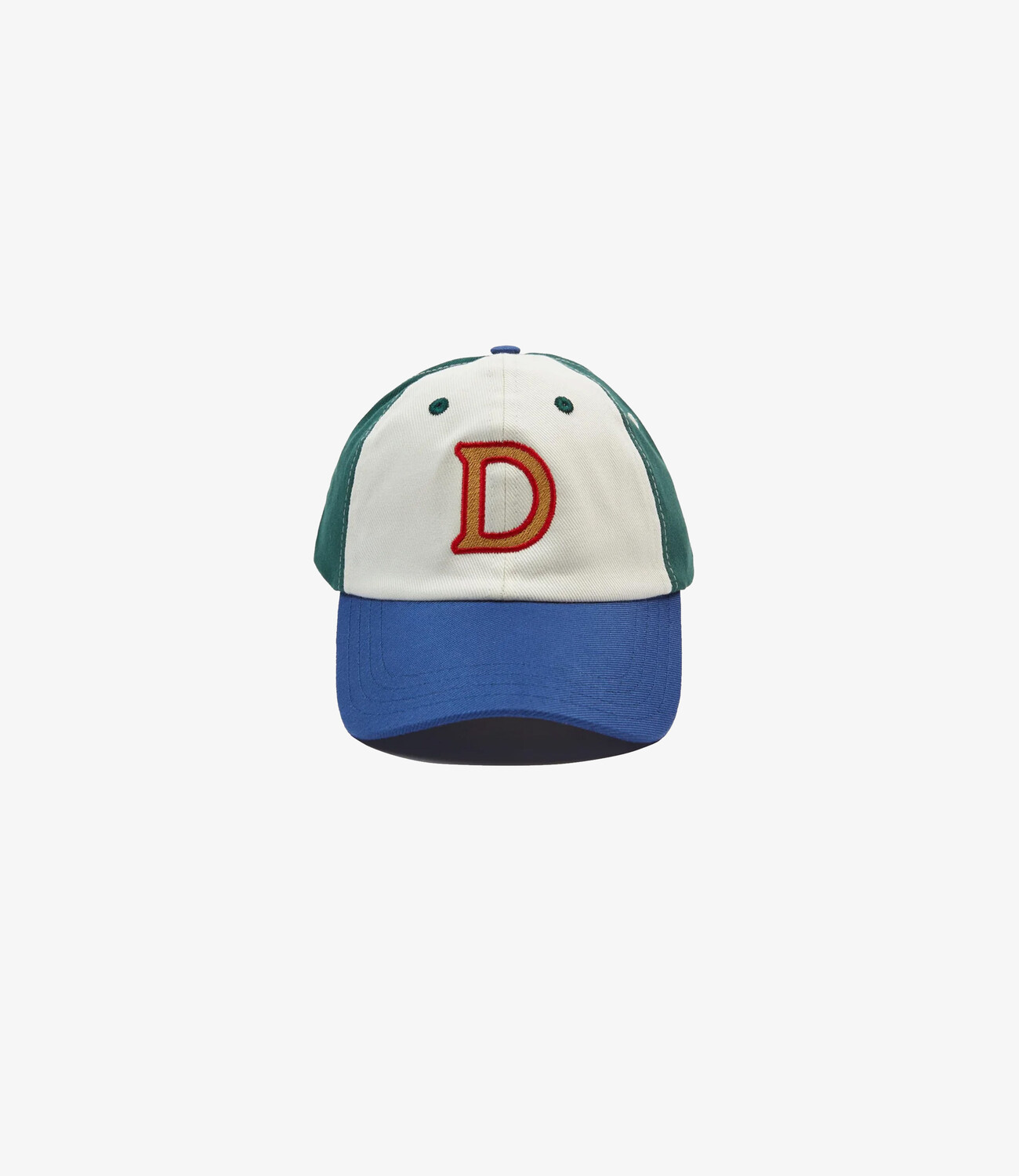 D Knitted Applique Baseball Cap - Ecru, Grn & Blue