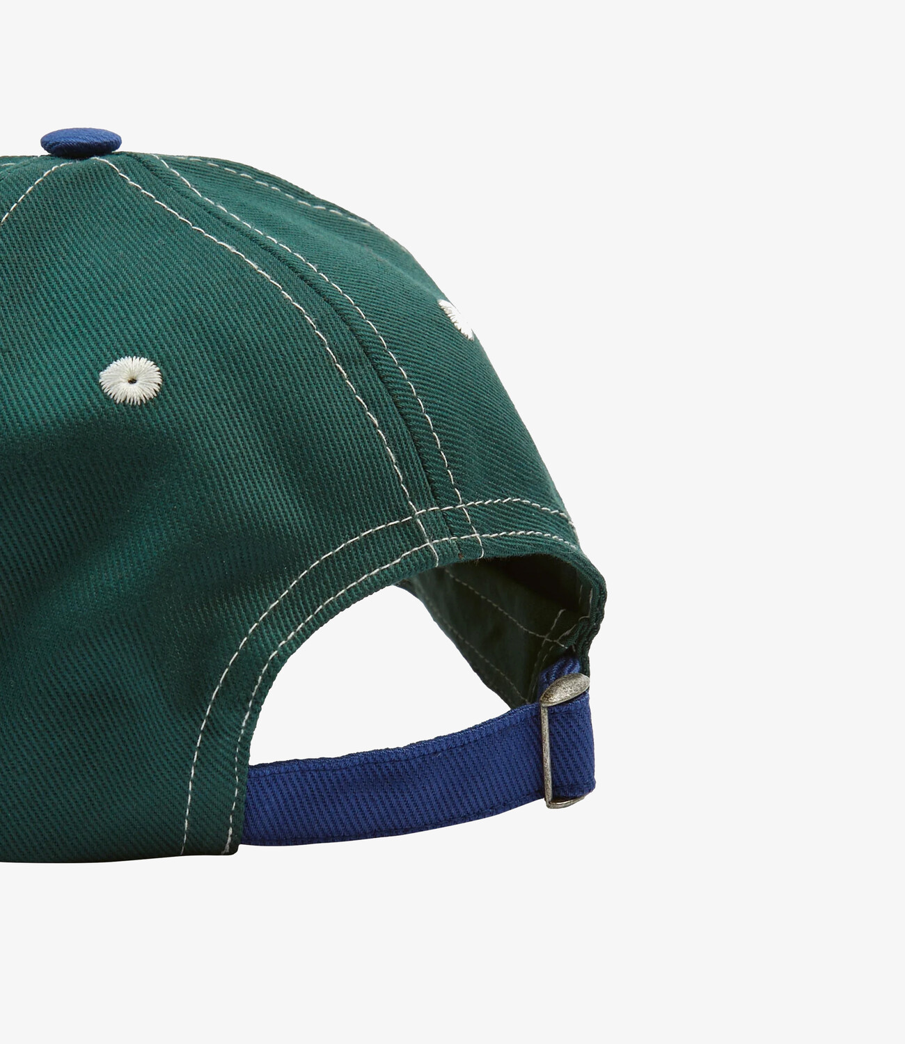 D Knitted Applique Baseball Cap - Ecru, Grn & Blue