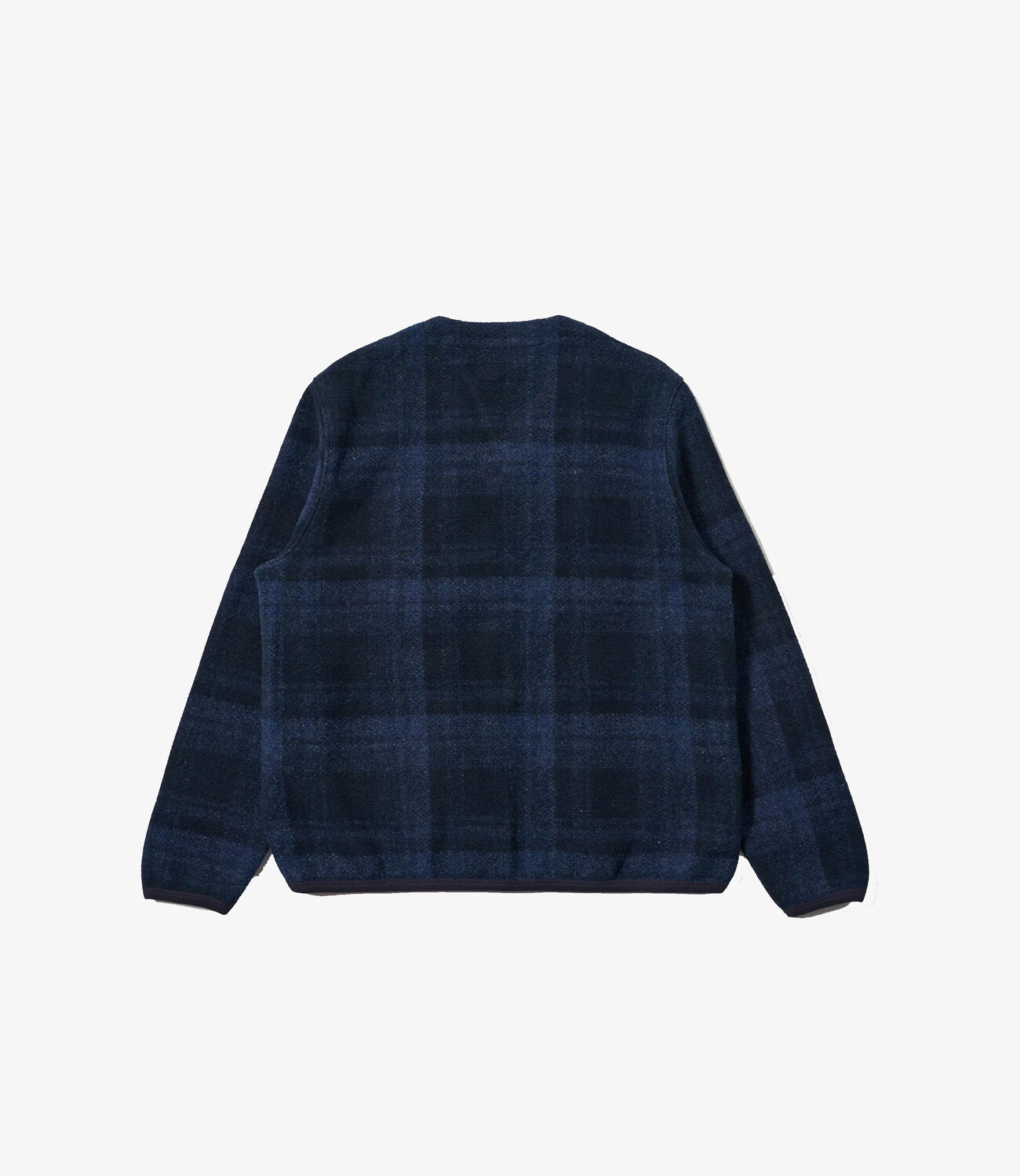 Cardigan moh check fleece - Navy