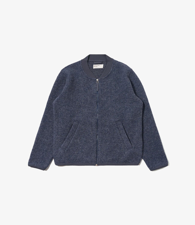 Universal Works Zip Bomber - Wool Fleece slate blue