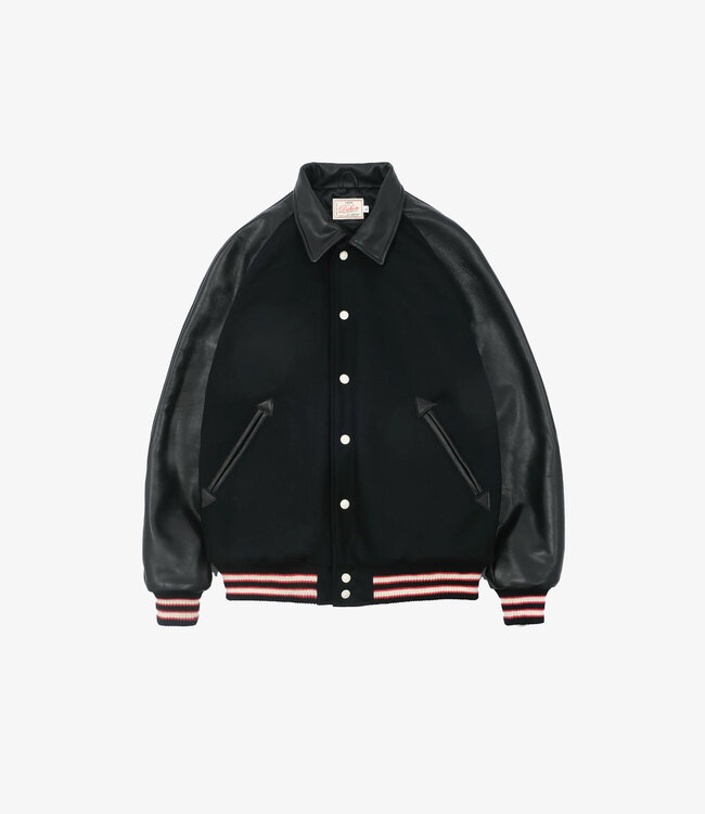 Dehen 1920 Raglan Varsity Jacket - Black/Black