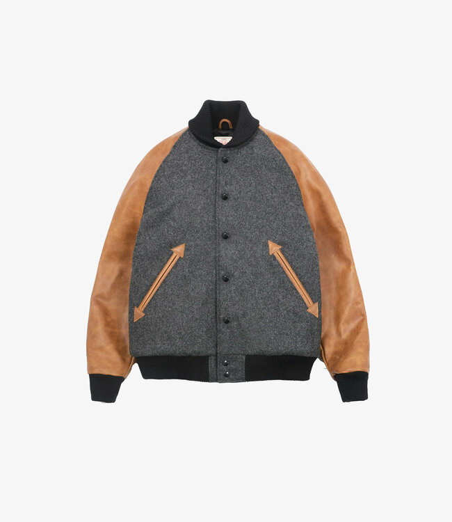 Dehen 1920 Raglan Varsity Jacket - Granite/AntiqueRust