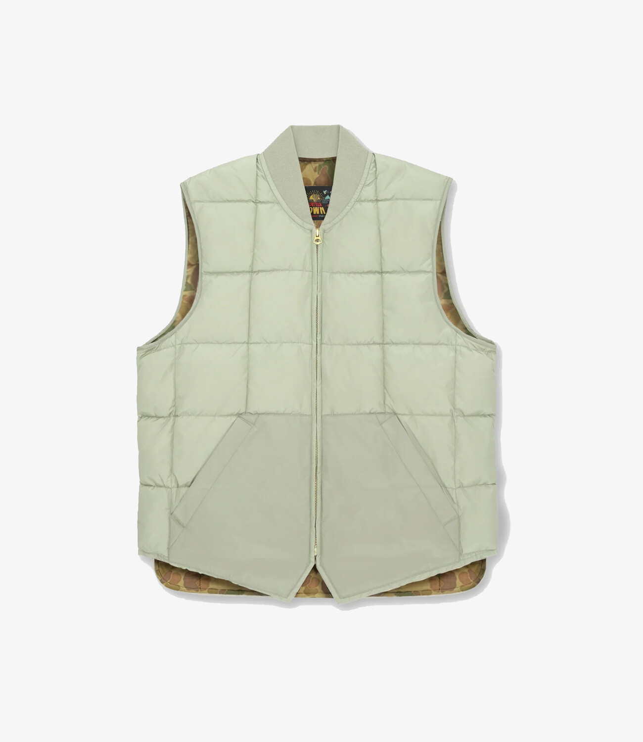 Woven vest w/camo lining - Light green