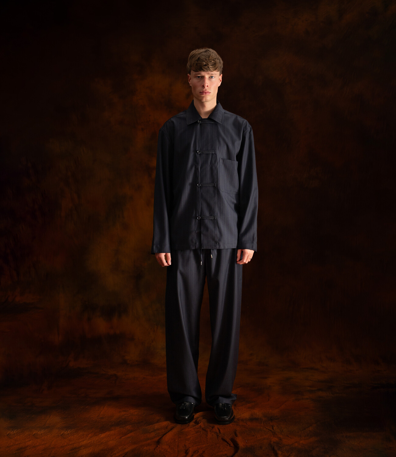 Matara overshirt - Navy double pinstripe