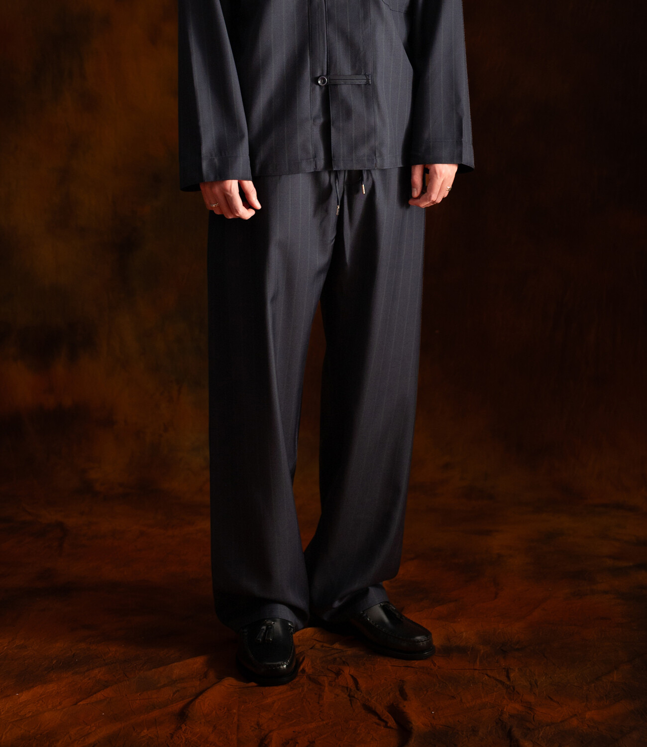 Samurai trousers - Navy double pinstripe