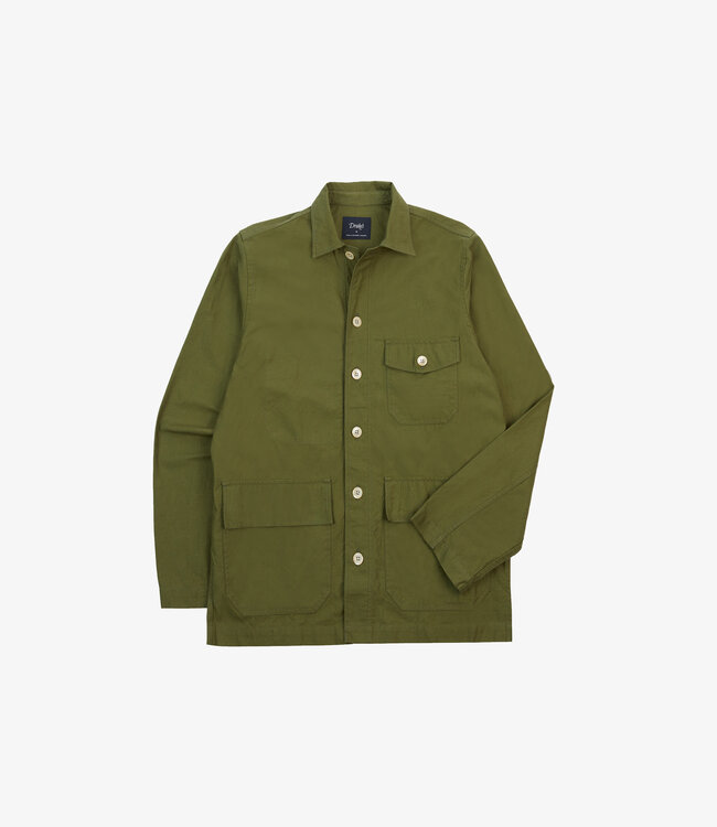 Drake's Cotton overshirt - jacket - Olive