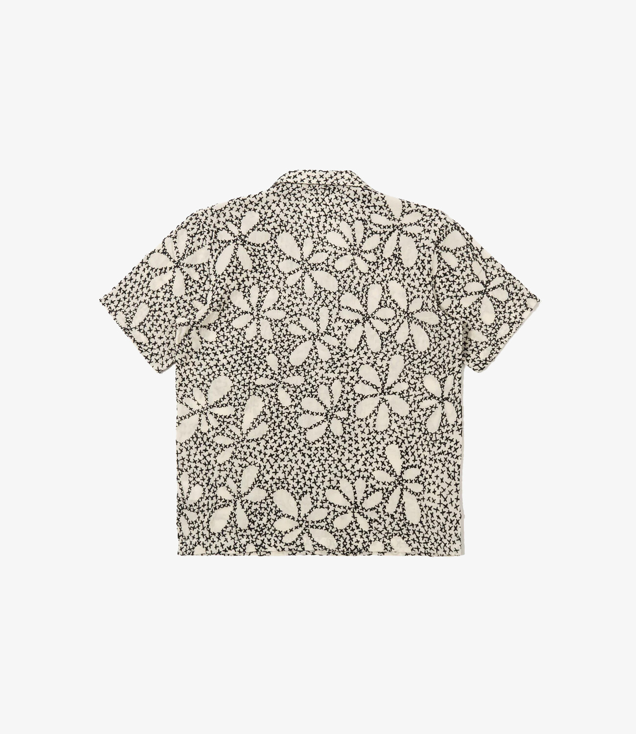 Road shirt kantha flower - Ecru black