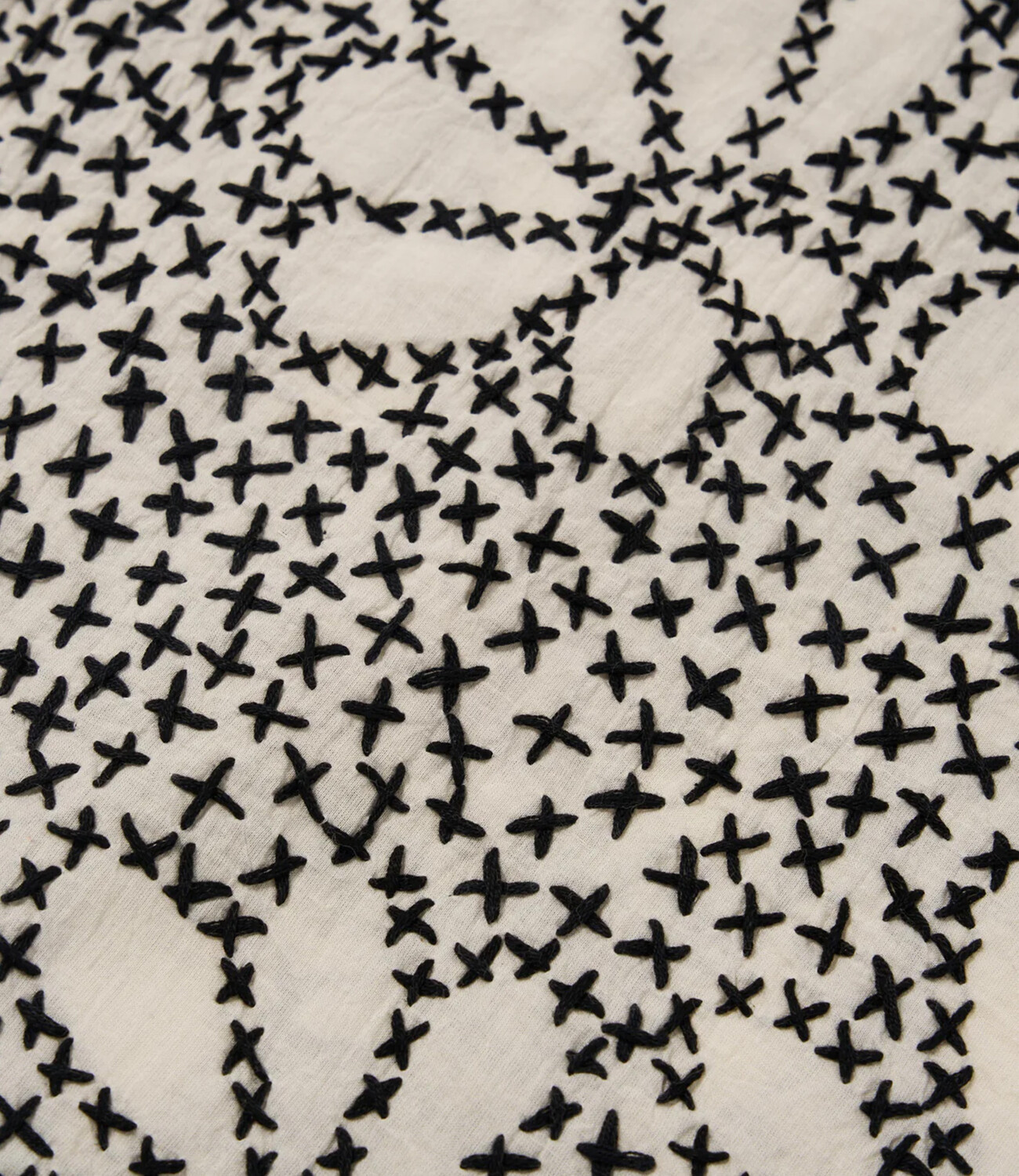 Road shirt kantha flower - Ecru black