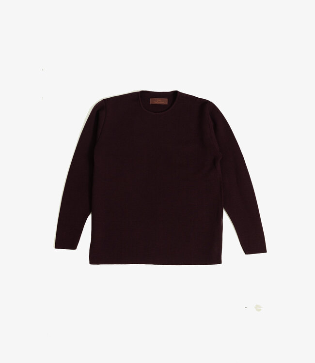 Atelier Neighbourhood Longsleeve 100% merino milano rip - Bordeaux