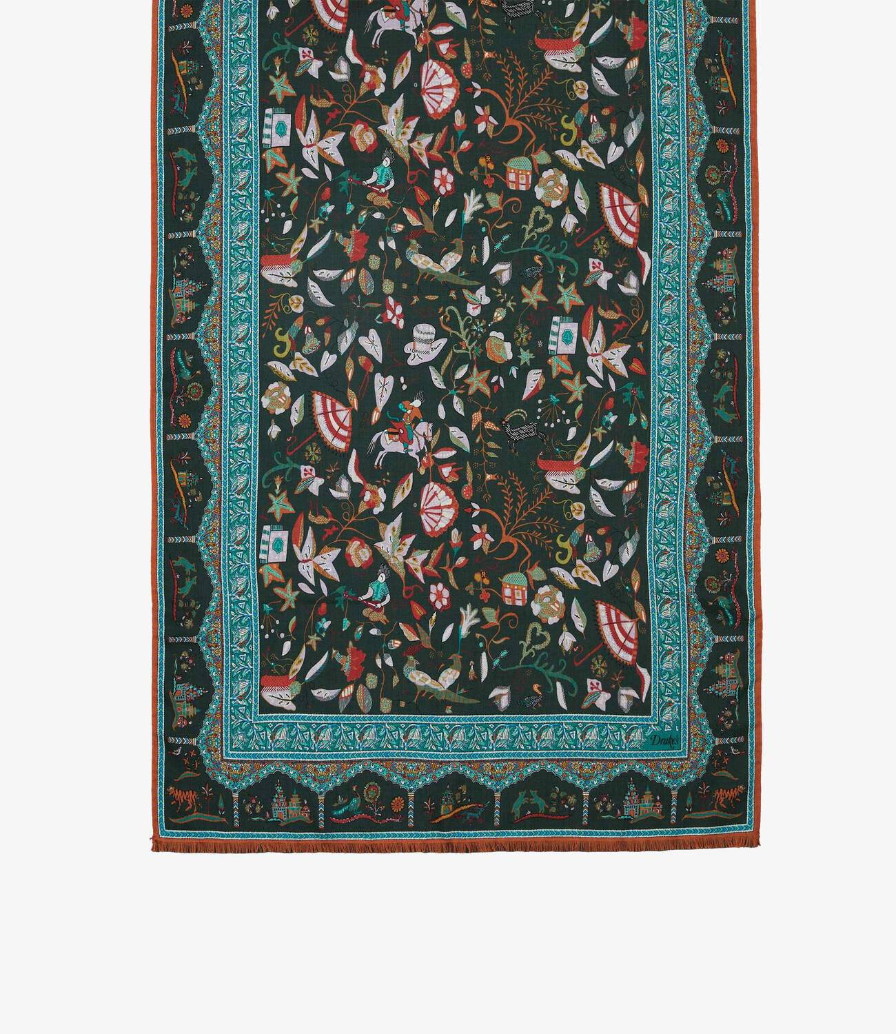 Classic moghul printed scarf - Green & blue