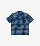 Universal Works Camper shirt block print circles - Indigo