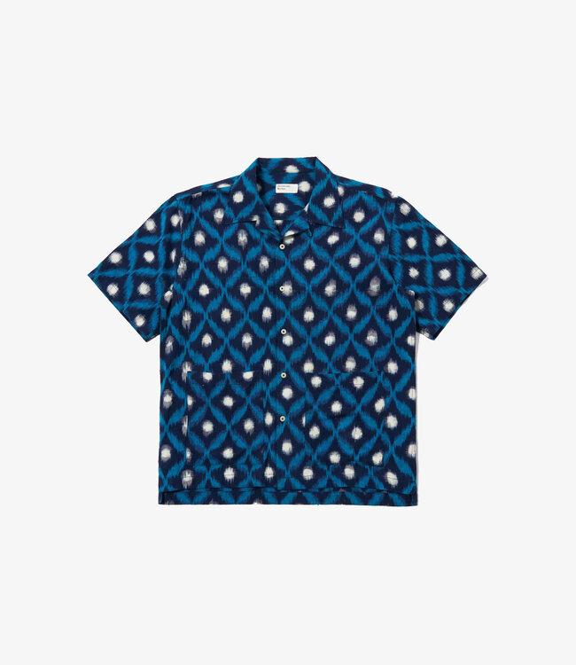 Universal Works Deck shirt diamon ikat - Indigo
