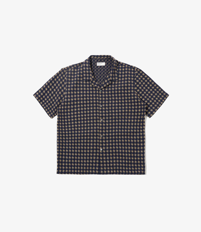 Universal Works Road shirt Rhodes - Navy / sand
