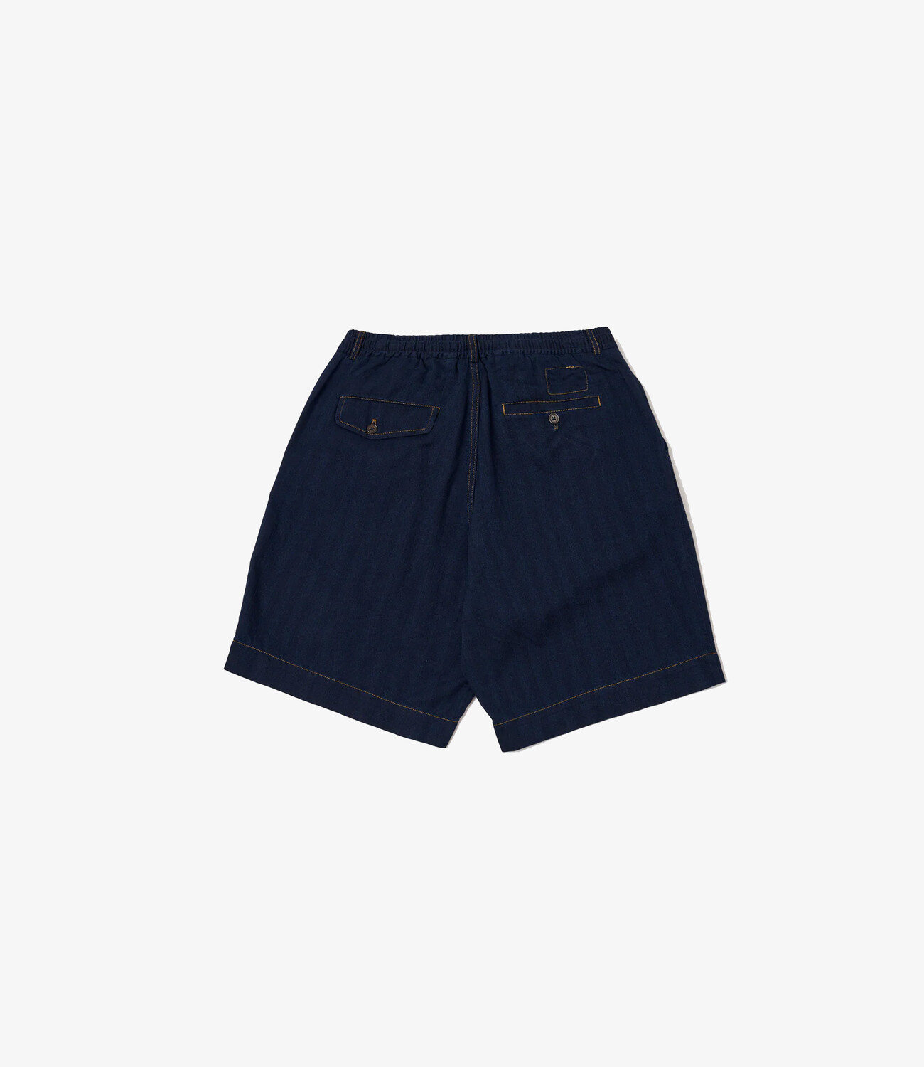 Pleated track short herringbone - Indigo
