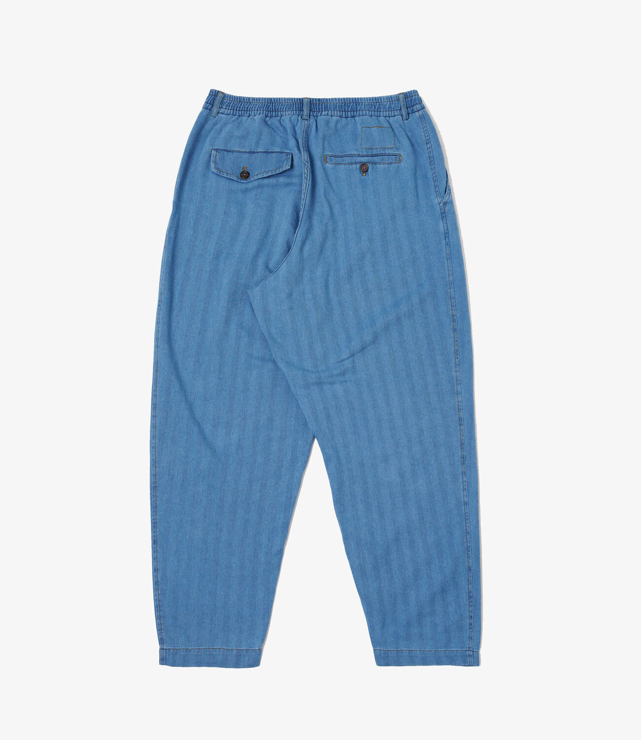 Pleated track pant herringbone - Washed indigo