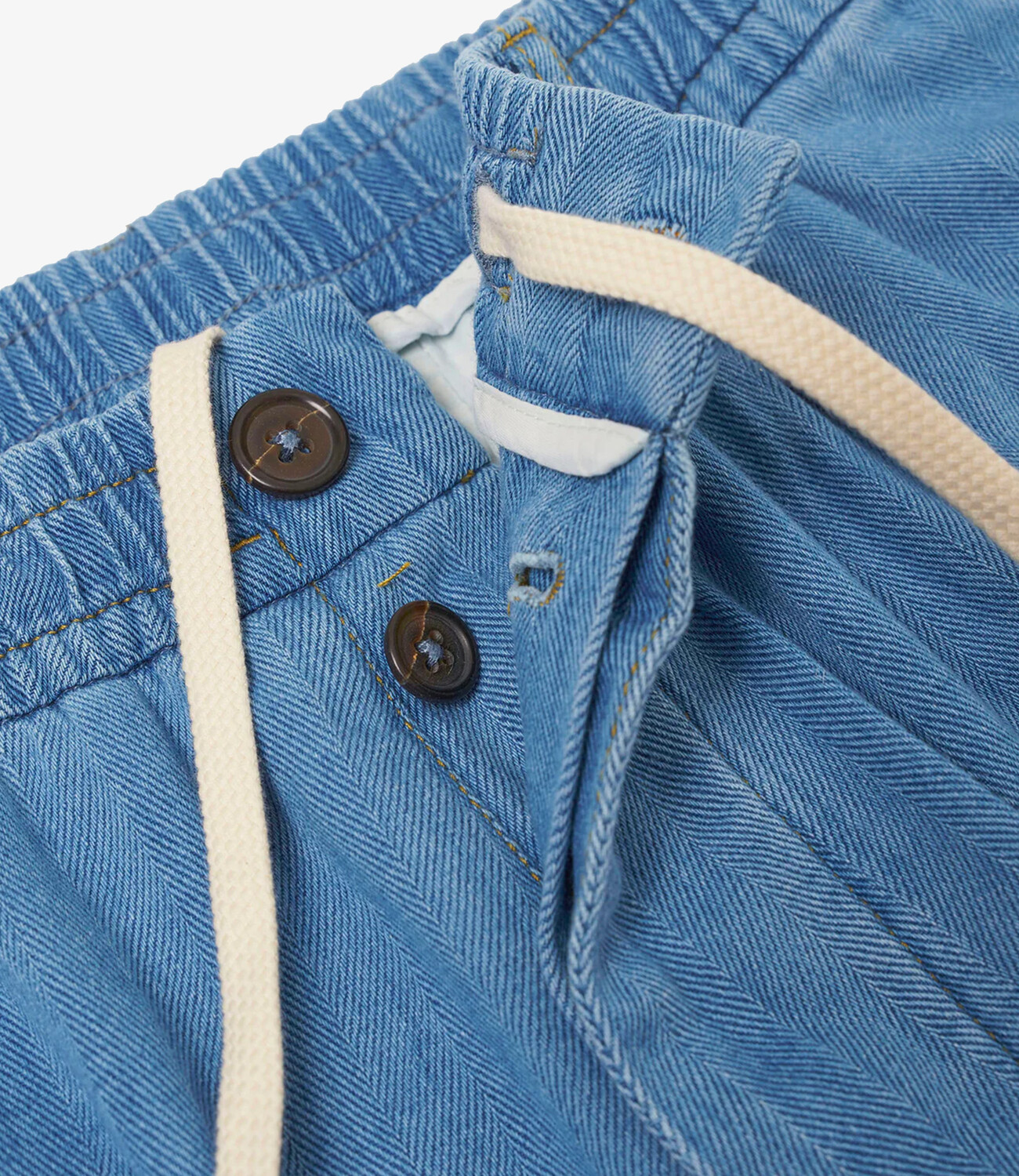 Pleated track pant herringbone - Washed indigo