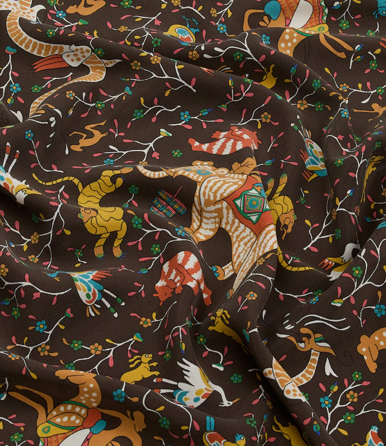 Animals and Flowers Print Bandana - Brown