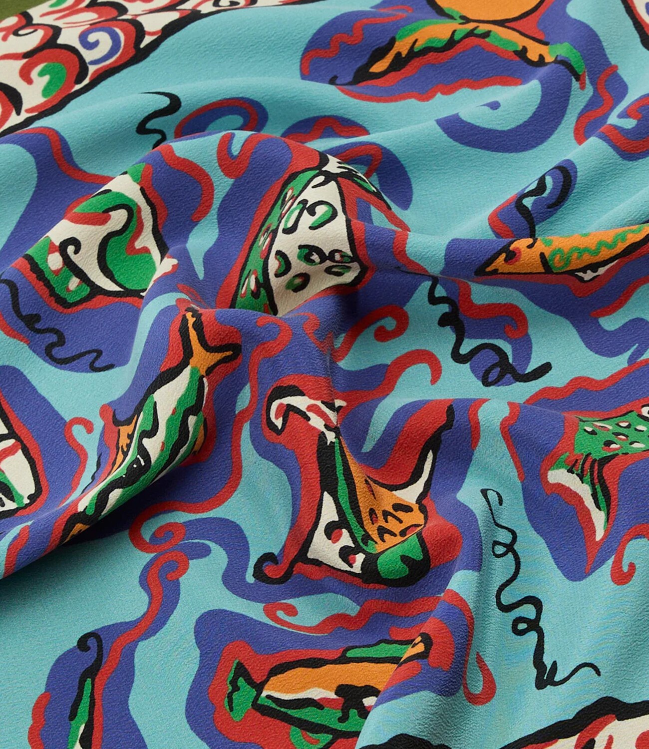 Fish Print Pocket Square - Teal