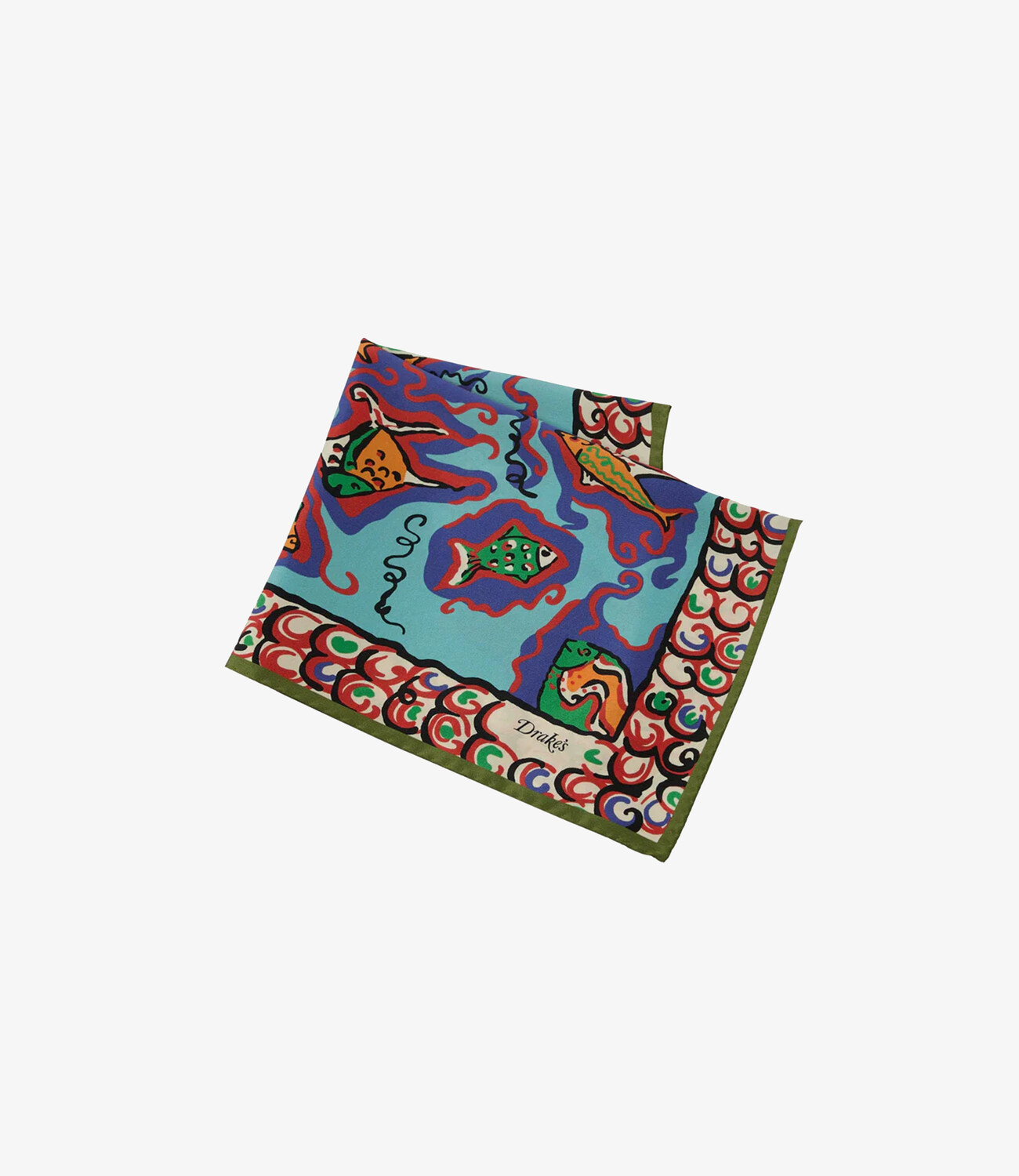 Fish Print Pocket Square - Teal