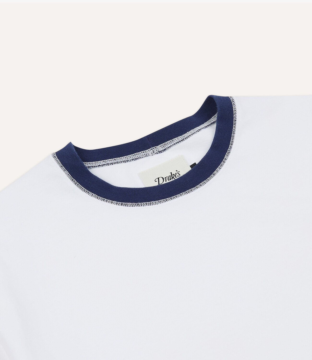Accent Ringer Tee - White & Navy