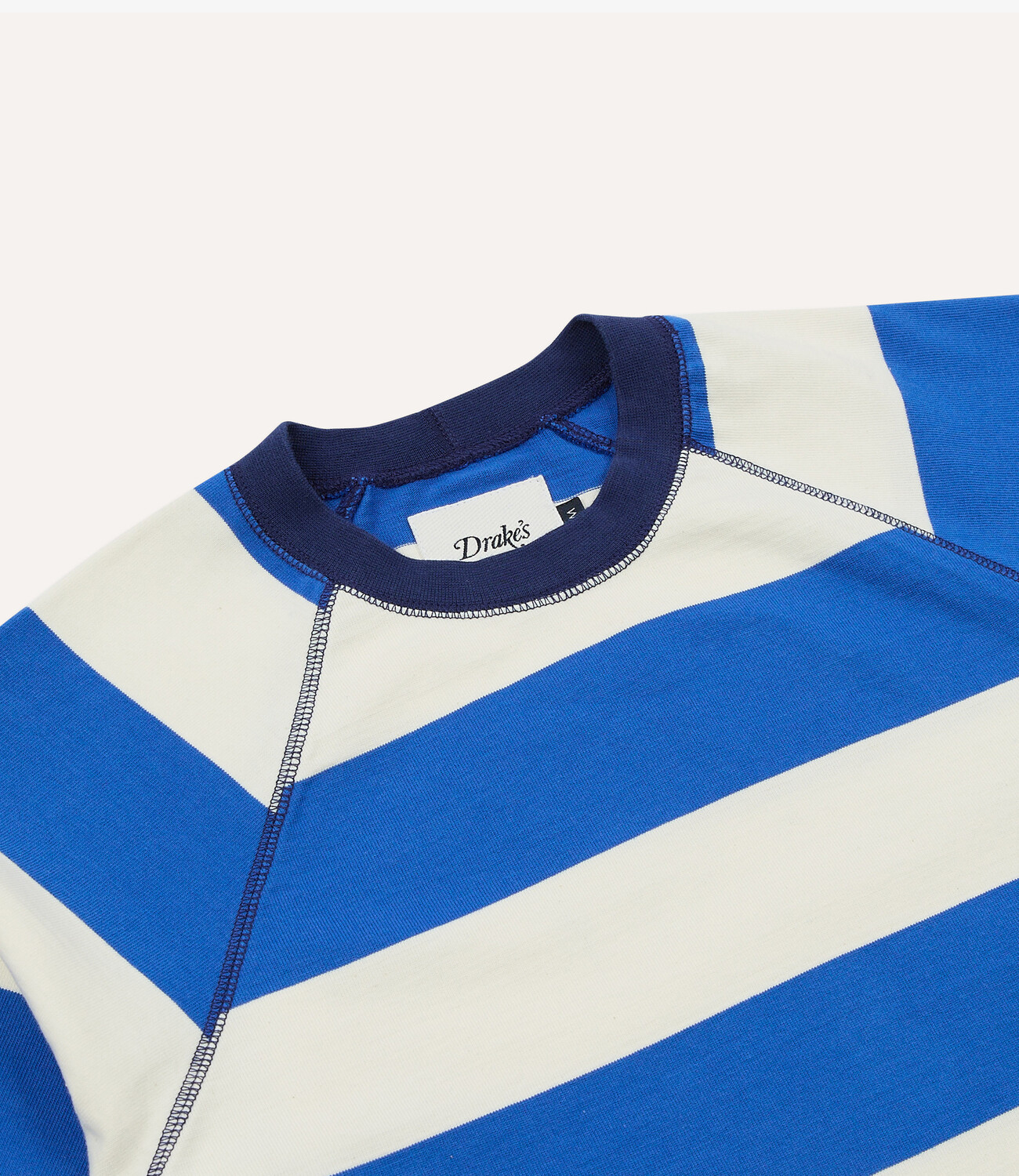 Block stripe raglan tee - White & blue