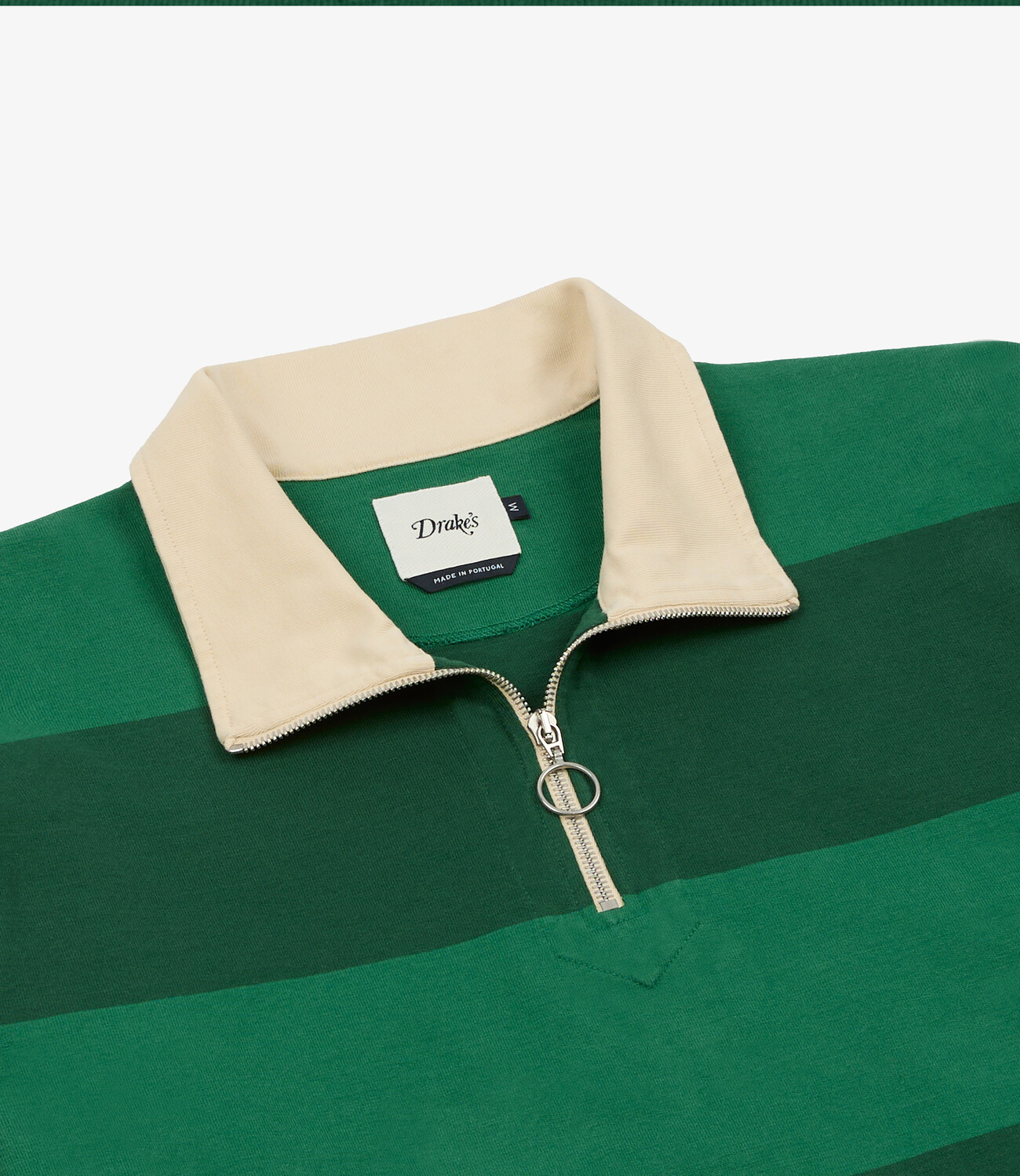 Block stripe quarter zip rugby - Dark green