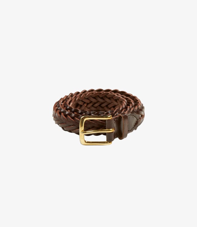 Drake's Hand Plaited Belt - Brown