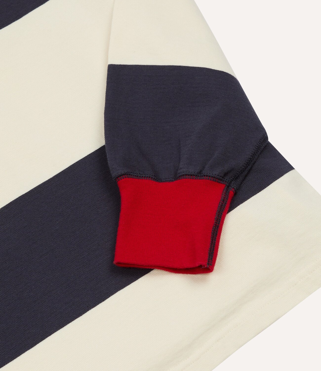 Dual Block Stripe Rugby - White & Navy